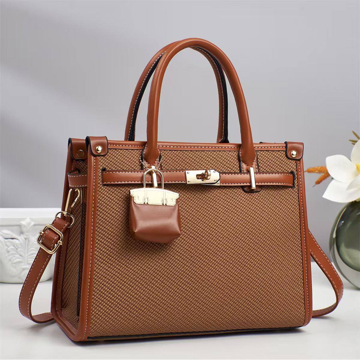 精致手提包纯色荔枝纹大容量斜跨气质包质感百搭单肩包跨境bags,箱包皮具/热销女包/男包,单肩包,淘宝优惠券,粉丝福利购,淘宝优惠卷