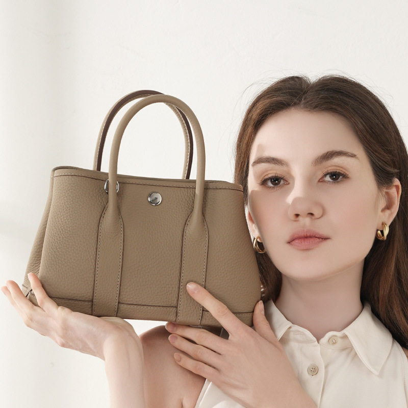 头层TC牛皮花园包真皮女包2025欧美新款复古水桶包时尚手提女包,箱包皮具/热销女包/男包,单肩包,淘宝优惠券,粉丝福利购,淘宝优惠卷