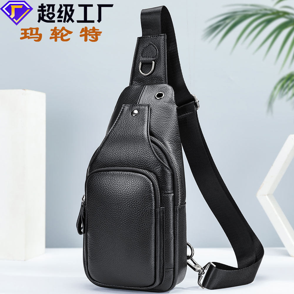 玛轮特真皮胸包男款高级感头层牛皮外贸男士胸前跨包潮流单肩胸包,箱包皮具/热销女包/男包,男士包袋,淘宝优惠券,粉丝福利购,淘宝优惠卷