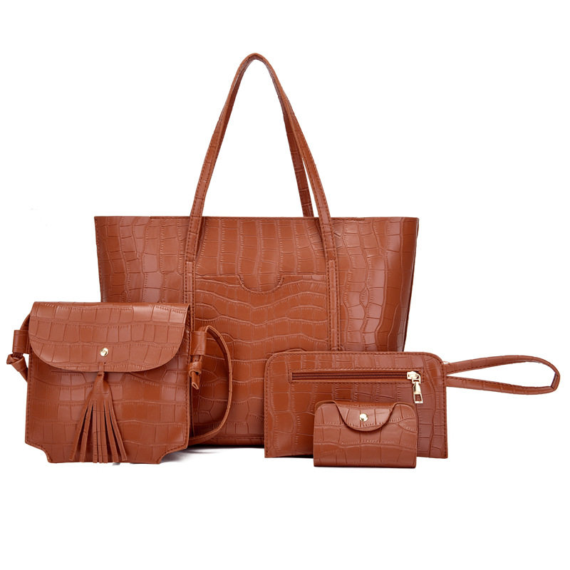 女包2023欧美复古子母包四件套石头纹手提大容量单肩斜挎包百搭,箱包皮具/热销女包/男包,单肩包,淘宝优惠券,粉丝福利购,淘宝优惠卷