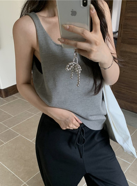 韩系性感露背无袖针织小吊带女新款辣妹修身背心独特精致上衣外穿