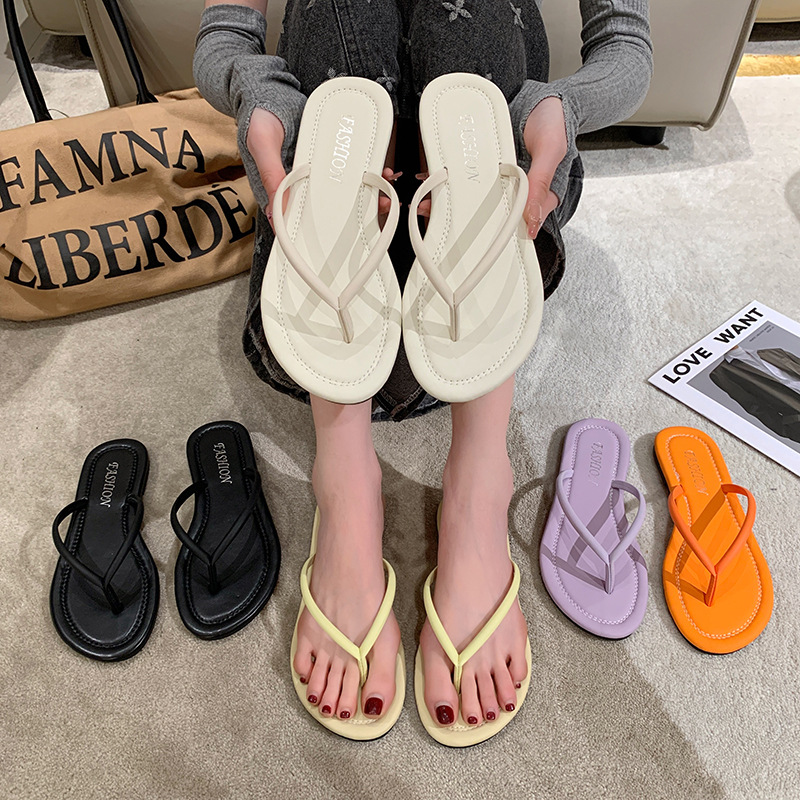 大码人字拖鞋女新款罗马夹趾拖鞋女士平底家居外穿外贸43码拖鞋女