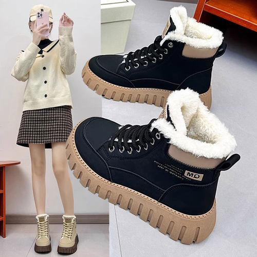 踩屎感东北大棉鞋女2024新款加绒加厚短靴女抗寒靴皮毛一体雪地靴