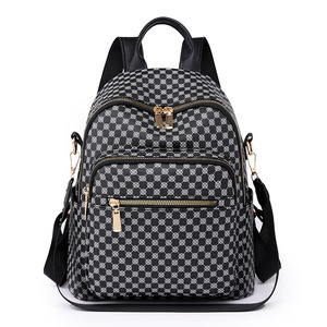 外贸女士双肩背包女2023新款简约时尚女包大容潮流行印花旅行背包