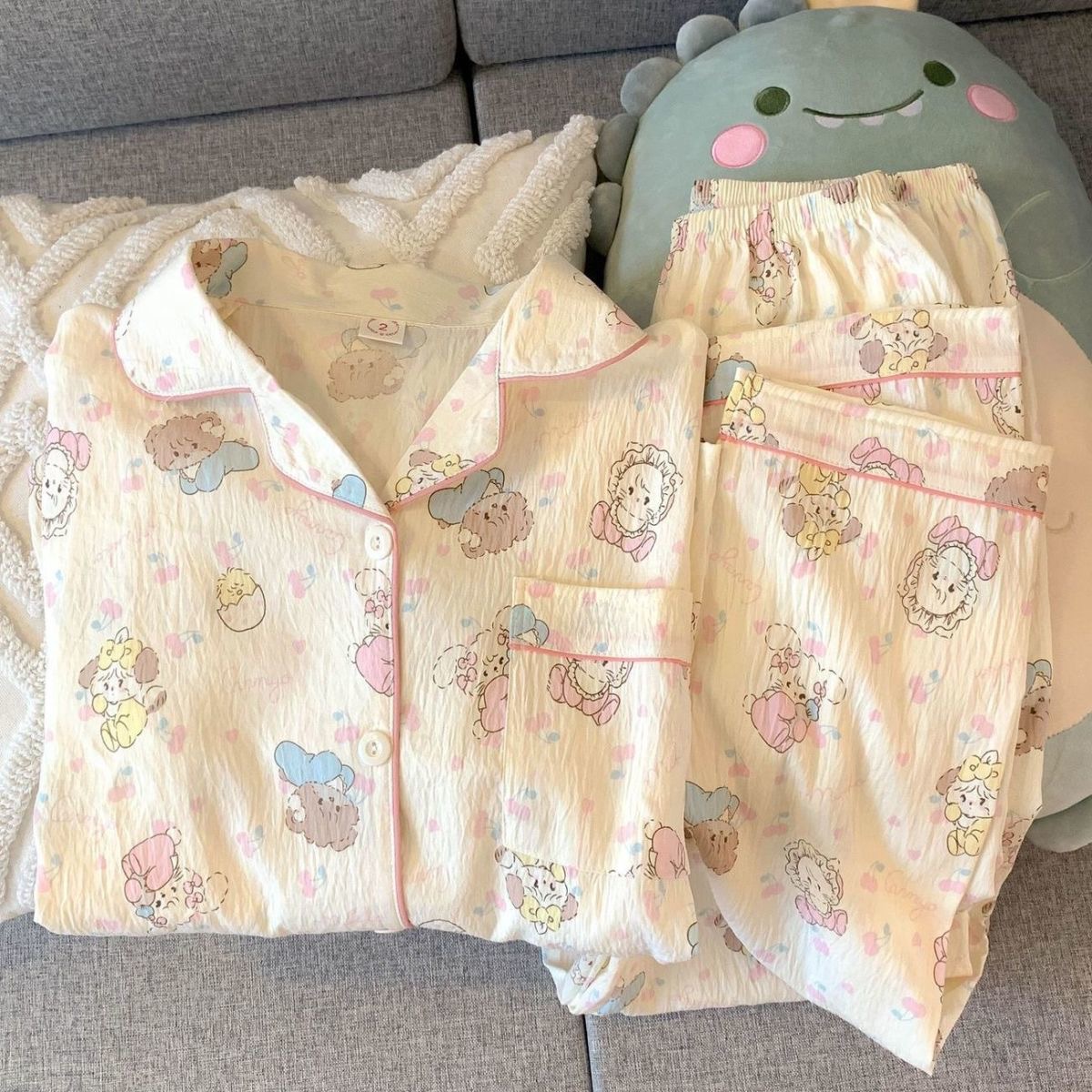 mikko睡衣女春秋云朵棉长袖长裤甜美可爱少女2025新款家居服套装