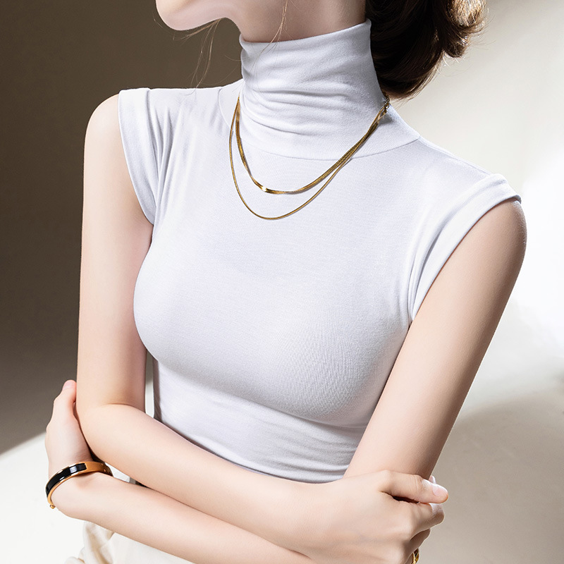 高领打底衫女2024新款女装纯色内搭弹力欧货小衫气质无袖背心上衣