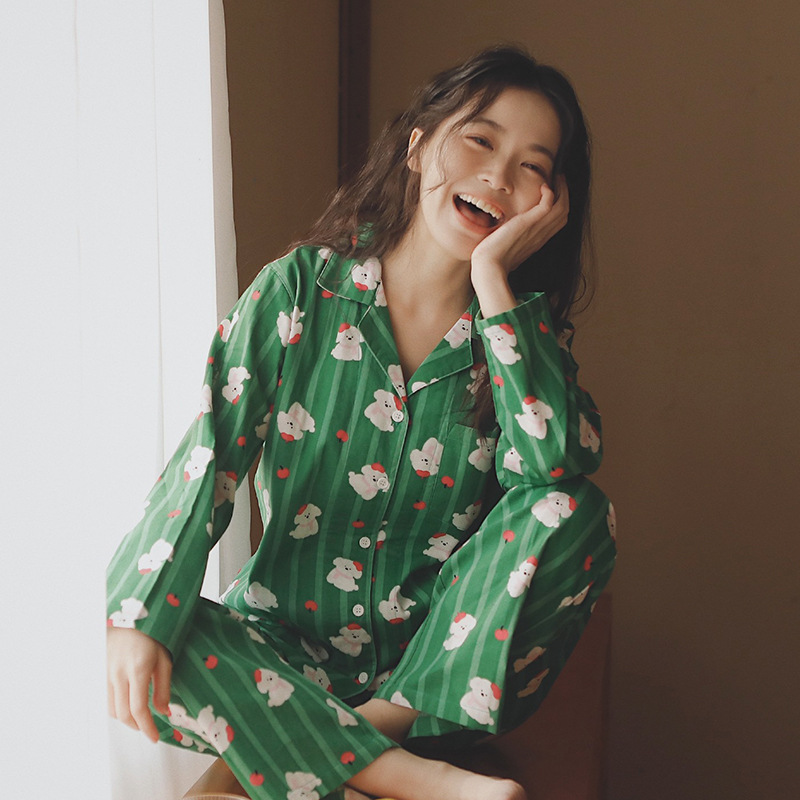 忠诚72-卡通睡衣女士2025新款春秋季纯棉纱布家居服全棉长袖套装