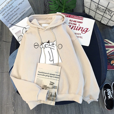 加绒加厚卫衣女冬季2021欧美宽松bf慵懒风上衣oversize外套时尚