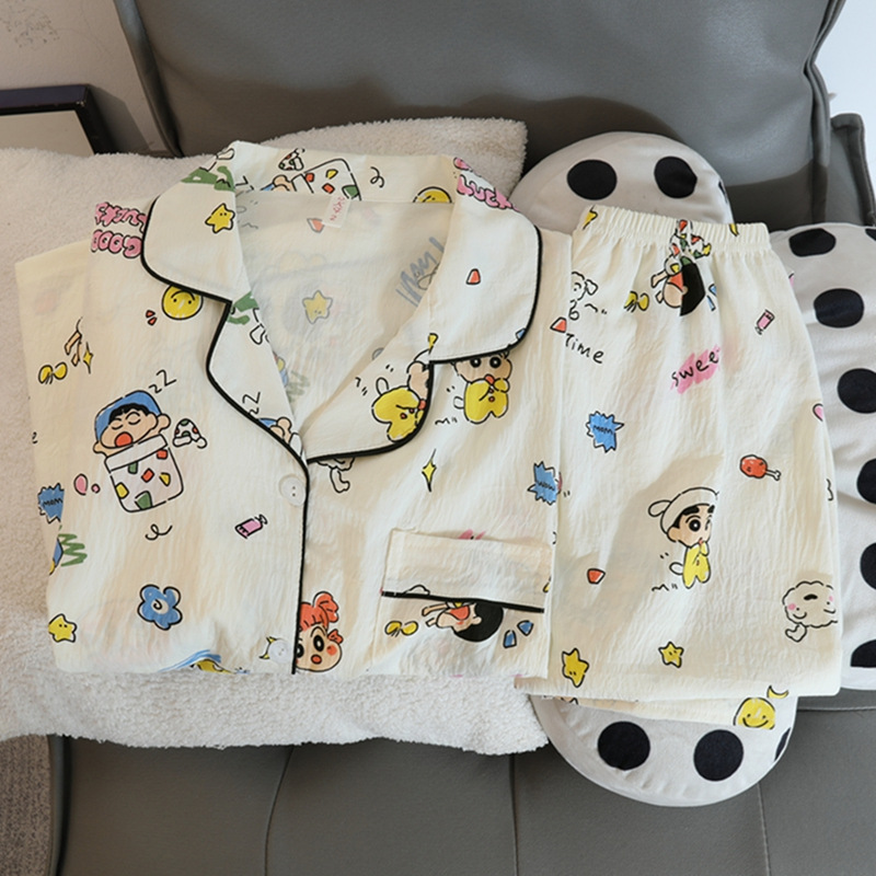 跨境睡衣女2024秋季云朵棉长袖长裤可爱日系卡通家居服套装可外穿