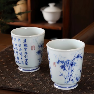 景德镇手绘竹子手工茶杯