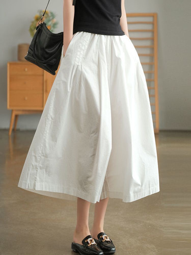 清仓捡漏特价大码夏季女生纯色大裤腿文艺百搭休闲裤宽松七分裤女