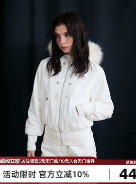 Goosfir 原创设计秋冬新款美式连帽短款加绒卫衣修身毛领开衫上衣