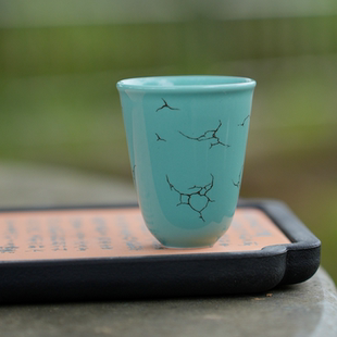 商务伴手礼品 西泠印社绿松釉品茗杯家用小茶杯精品茶具60ml中式