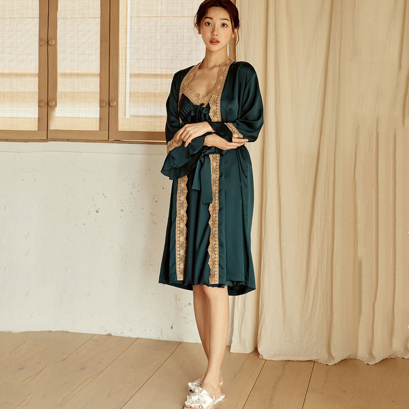 LUNALUZ韩国性感吊带睡裙睡袍女