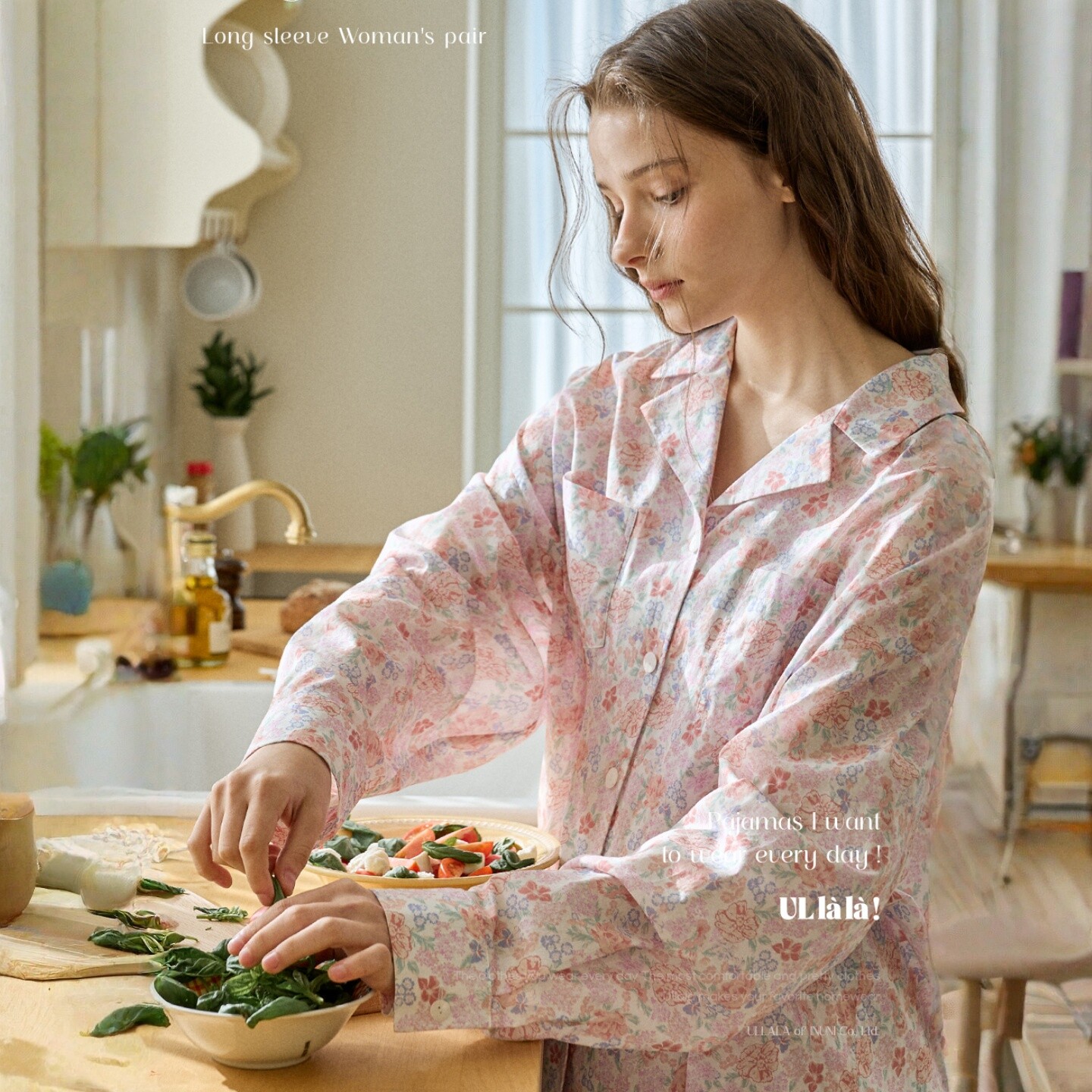 ULLALA韩国睡衣女2026春夏款纯棉清新甜美碎花长袖短裤家居服套装