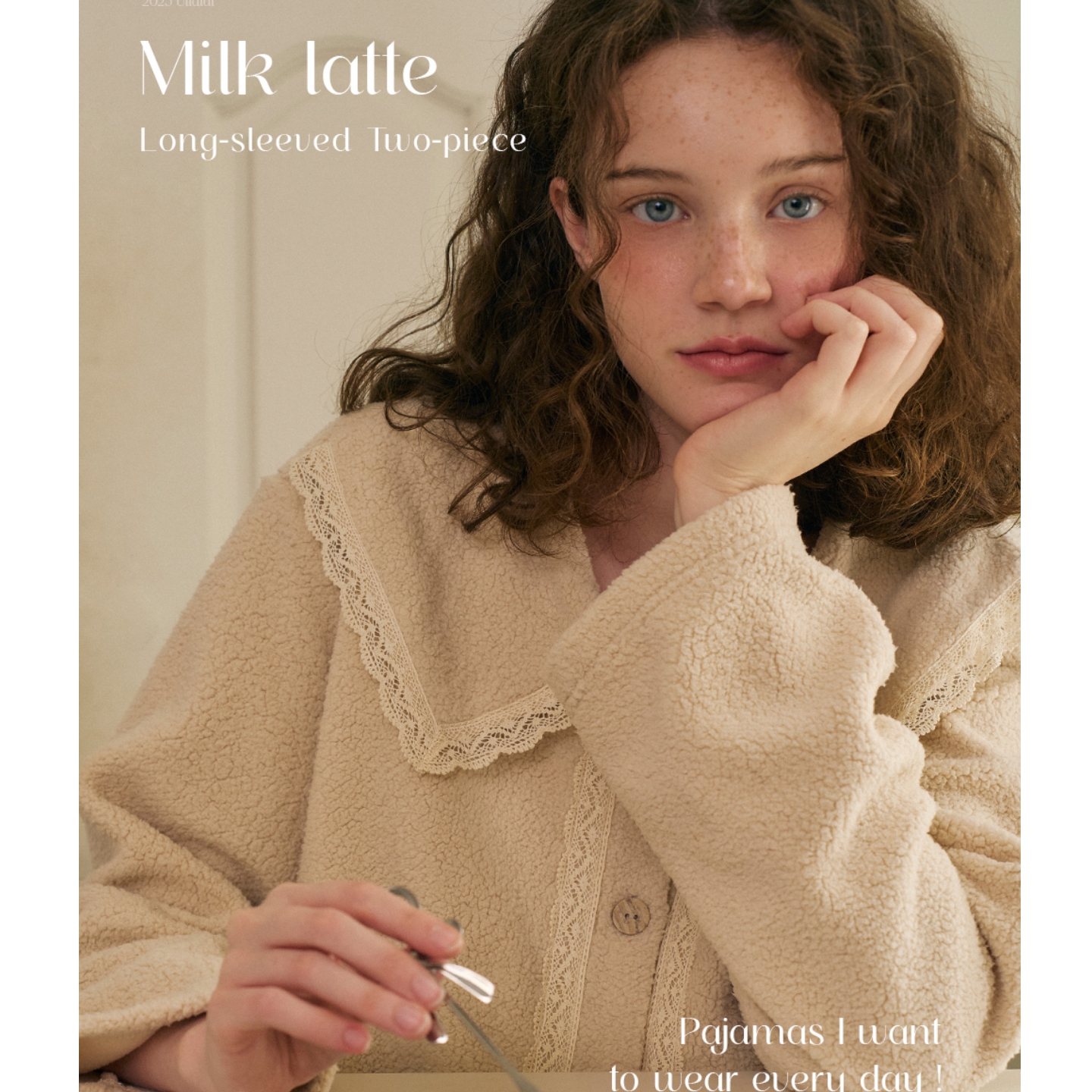 ULLALA韩国睡衣女2025秋冬纯色甜美娃娃领前扣长袖毛绒家居服套装