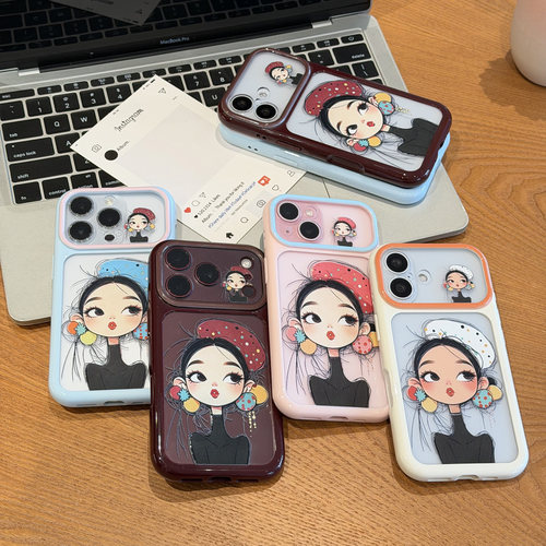 多巴胺帽子女孩新款适用苹果17pro手机壳iPhone18max14小米15华为mate70pura80K100reno16荣耀400x200magic7