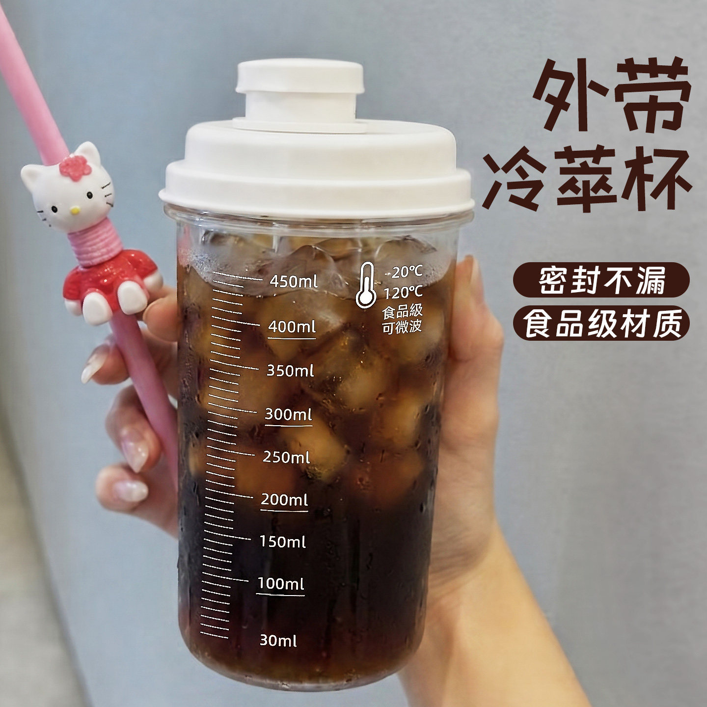 食品级外带冷萃杯大容量耐高温外出便携随手杯塑料水杯冷泡咖啡杯 - 实物图