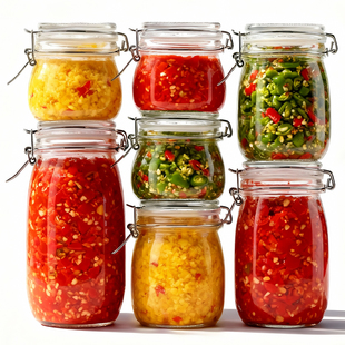 食品级辣椒酱专用罐加厚玻璃密封罐自制装辣椒酱分装瓶罐头瓶空瓶