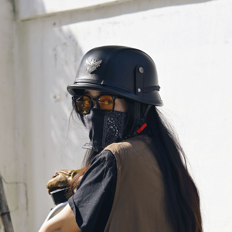 复古头盔电动车钢盔皮盔瓢盔四季