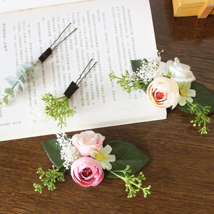 韩式森系新娘头饰花环头纱结婚发饰影楼摄影拍照道具婚纱礼服配饰