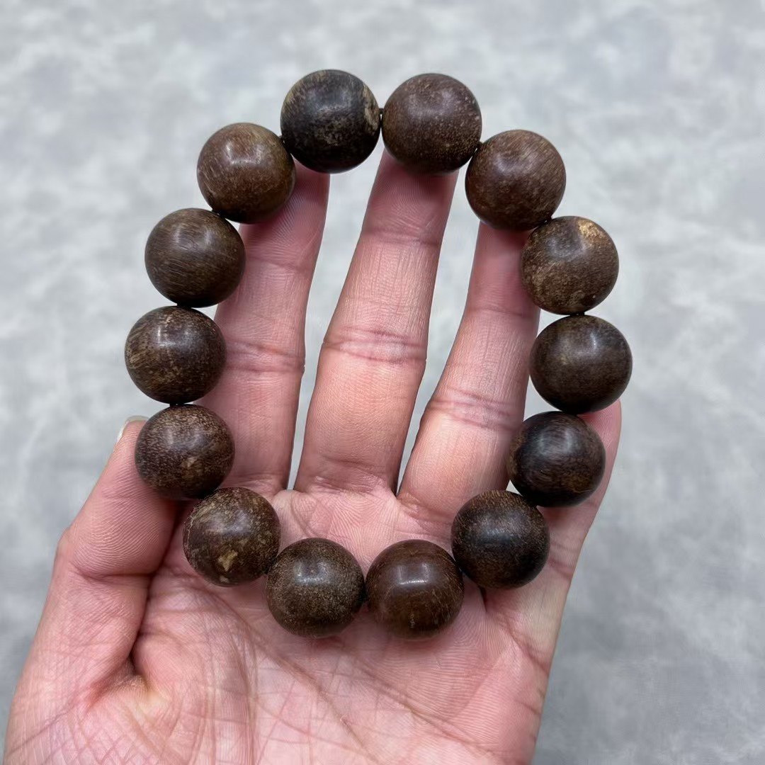 沉水收藏级越南富森红土天然沉香手串16MM14颗重36克西瓜凉甜香