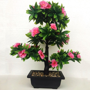 仿真盆景仿真盆栽塑料家居装饰桃花运桌面假花束大盆景桃花