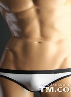 新款TM 男士内裤低腰性感丝滑白包边  三角内裤性感透气丝滑