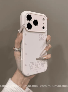 ins粉白少女KT猫液态硅胶适用iPhone17promax手机壳15新款16pro网红12女款13全包14防摔16plus超可爱ProMax套