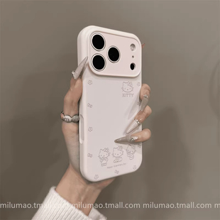 ins粉白少女KT猫液态硅胶适用iPhone17promax手机壳15新款16pro网红12女款13全包14防摔16plus超可爱ProMax套