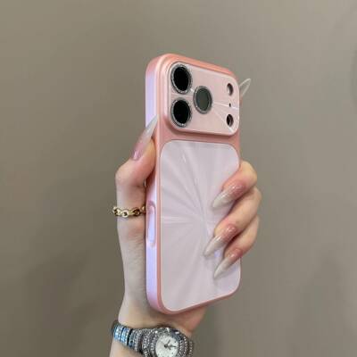 ins新款CD纹极光带拍照按键适用苹果17promax手机壳大视窗闪粉镜头膜iPhone16promax女15/14高级13防摔保护套