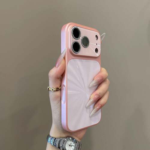 ins新款CD纹极光带拍照按键适用苹果17promax手机壳大视窗闪粉镜头膜iPhone16promax女15/14高级13防摔保护套