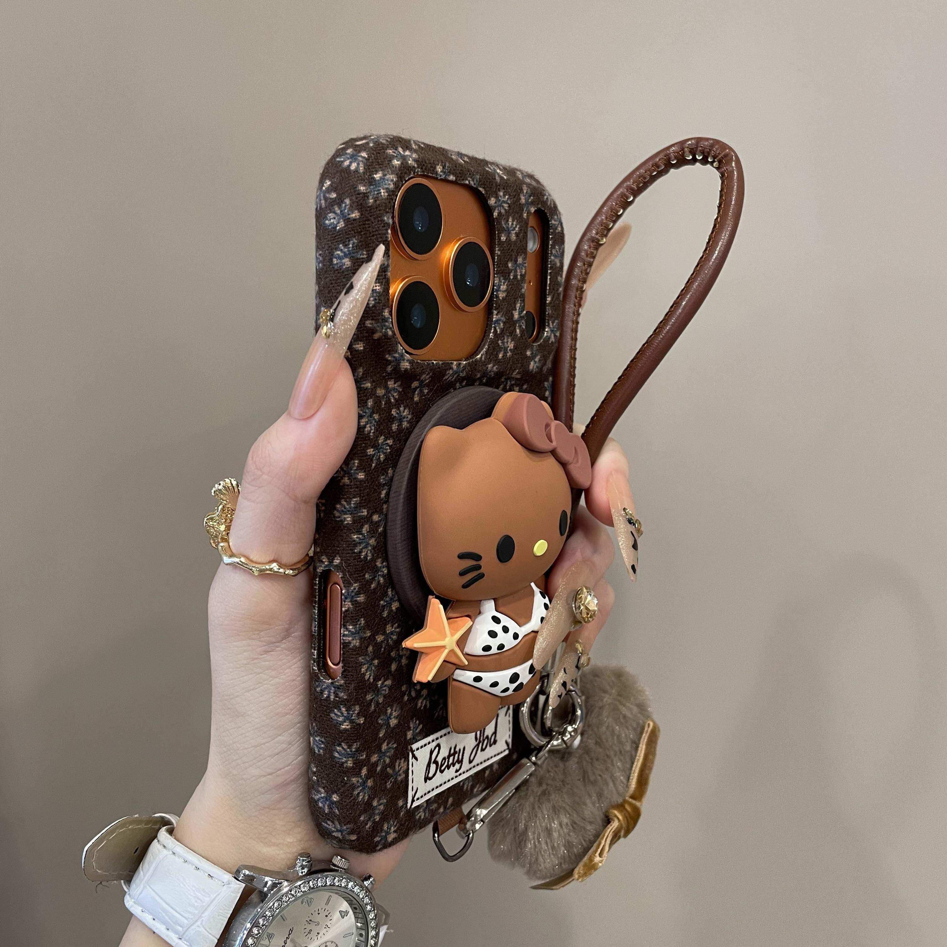 复古绒布比基尼KT磁吸适用iPhone17promax手机壳15新款17pro网红女款13创意全包防摔16pro超好看17保护套