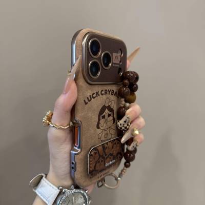 复古卡通磨毛棕底滑板哭娃适用iPhone17promax手机壳15新款17pro网红女款13创意全包防摔16pro超好看17保护套