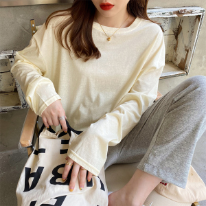 面膜t恤女夏季防晒罩衫薄款冰丝长袖上衣2023年新款纯棉打底衫