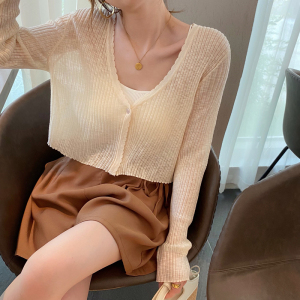 针织外搭开衫薄款女夏新款短款小外套披肩吊带裙防晒罩衫冰丝上衣