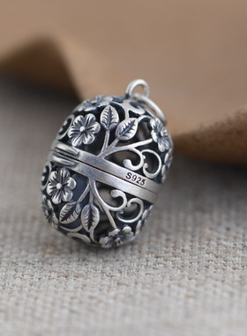 香囊梅花包包吊坠S925纯银