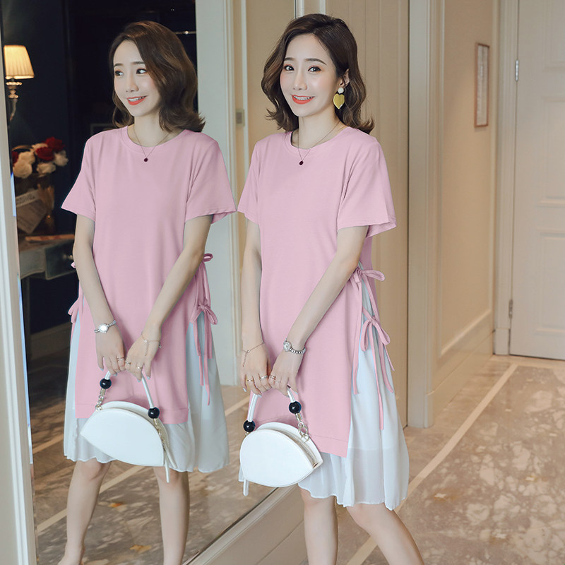 JINGQI MATERNITY DRESS SUMMER LUXURY T-SHIRT SKIRT MID-LENGTH STITCHING LOOSE MATERNITY DRESS FASHION SUMMER DRESS