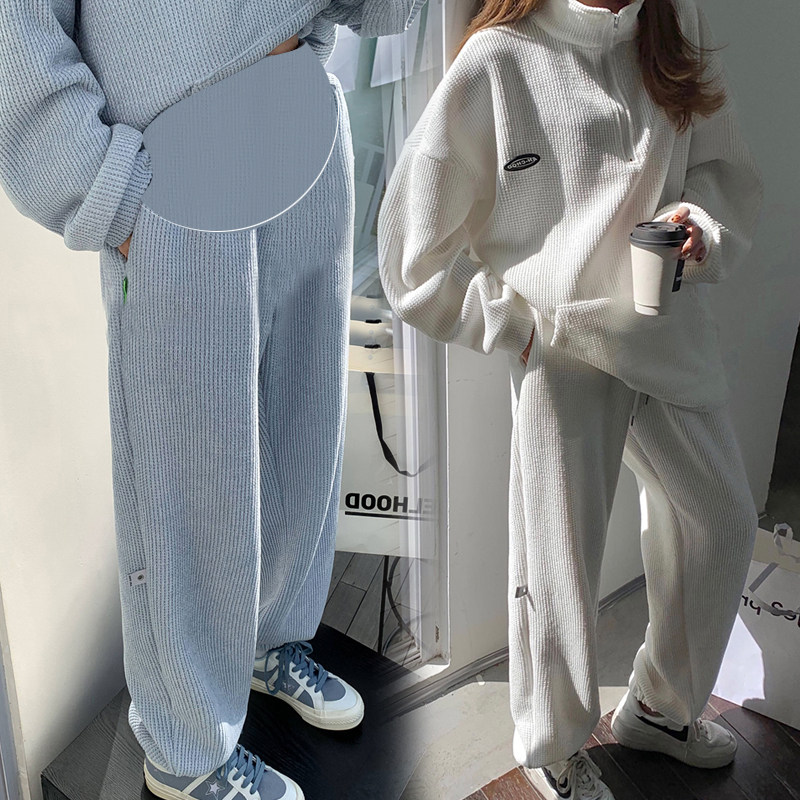 JINGQI MATERNITY SUIT AUTUMN AND WINTER FLEECE SWEATSHIRT LONG-SLEEVED TOP MATERNITY PANTS TWO-PIECE WARM SPORTS WINTER WEAR