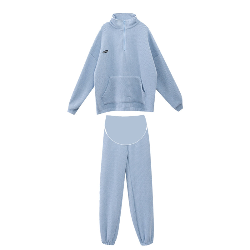 JINGQI MATERNITY SUIT AUTUMN AND WINTER FLEECE SWEATSHIRT LONG-SLEEVED TOP MATERNITY PANTS TWO-PIECE WARM SPORTS WINTER WEAR