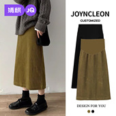 灯芯绒开叉半裙秋季 款 显瘦直筒裙子 外穿时尚 婧麒孕妇半身裙秋冬季