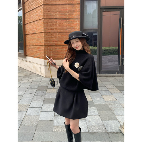 Rian trea雨婷 韩系温柔风半身裙女垂感A字伞裙百搭纯色短款半裙