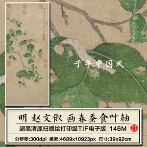赵文俶画春蚕食叶图轴明朝古代传统花卉绘画高清电子版大图片素材