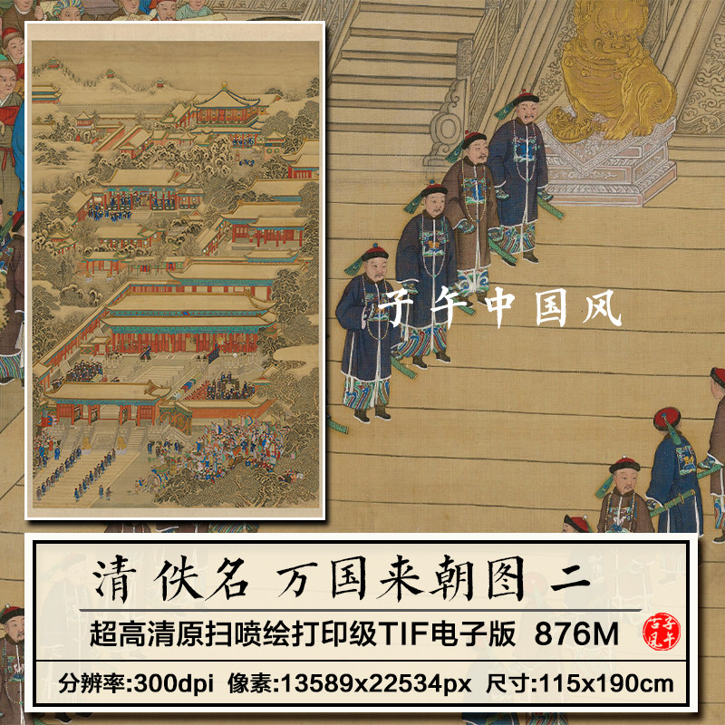 佚名万国来朝图轴二清朝古代宫廷盛世绘画参考高清电子版图片素材