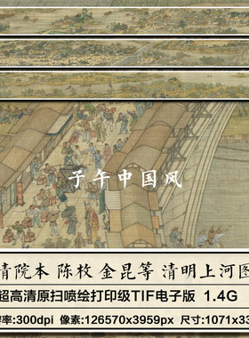 清院本金昆戴洪程志道等清明上河图卷2022新版高清电子版图片素材
