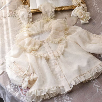 粗腿原创星点奶油衬衫女童长袖