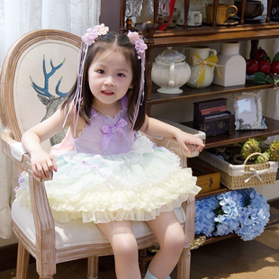 粗腿原创冰淇淋女童蓬蓬裙夏季新款多巴胺儿童连衣裙休闲日常裙子