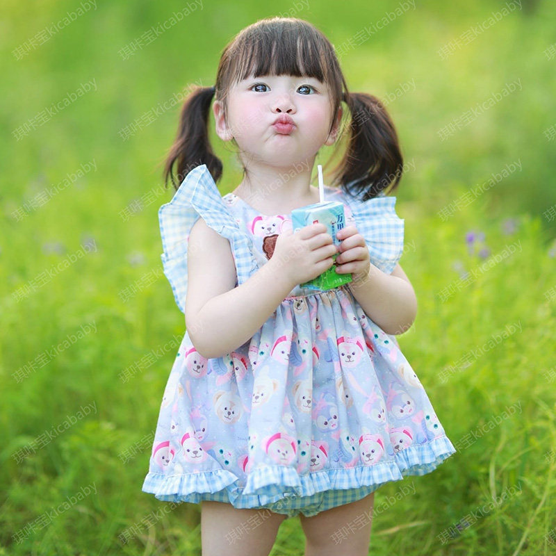 小粗腿原创熊崽崽女童夏季连衣裙可爱卡通印花公主裙舒适日常手作