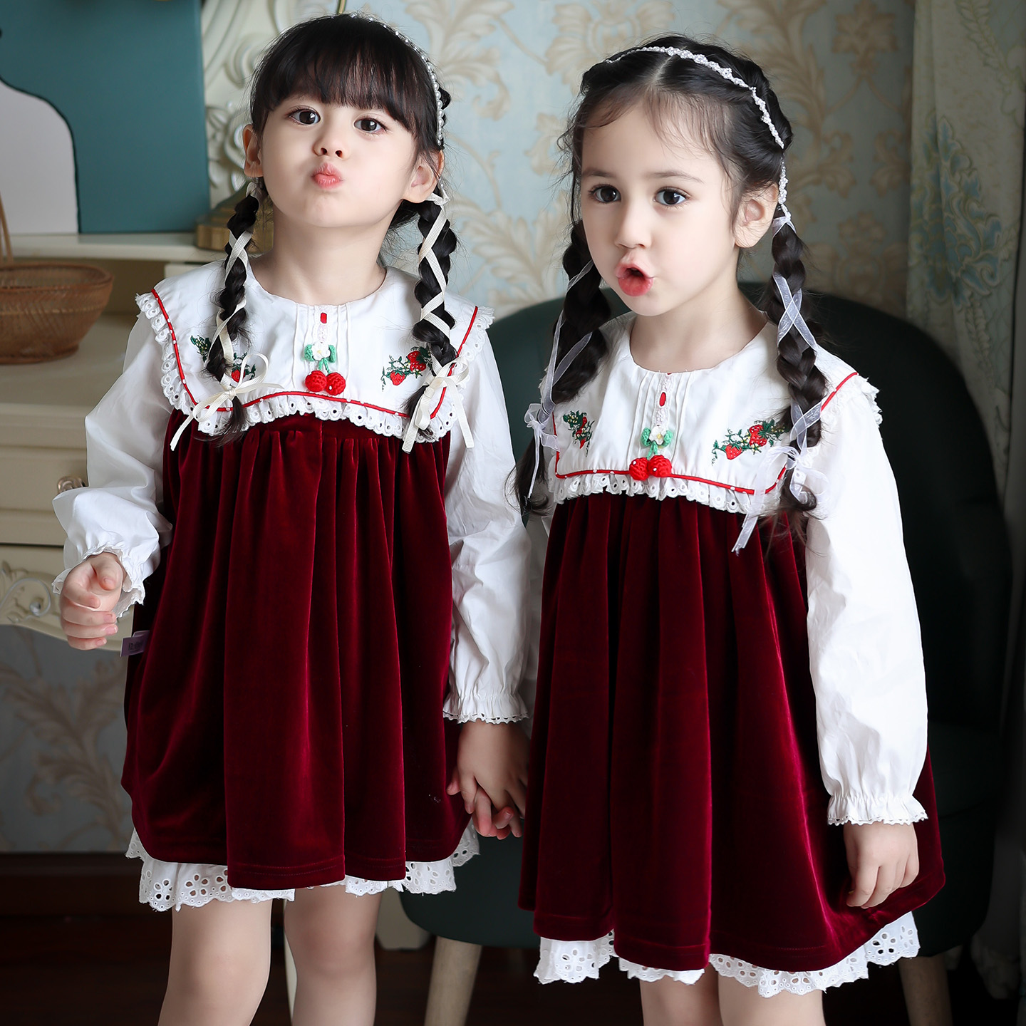 VTG画报女童秋冬款长袖连衣裙