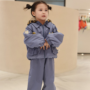 粗腿原创豹子警官男女童套装2025秋冬新款棉服外套时尚保暖防风